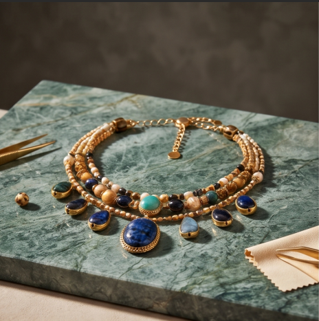 Ocean Tide Gemstone Layered Necklace