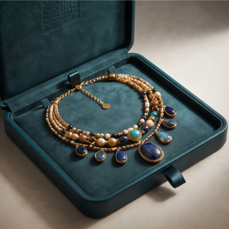 Ocean Tide Gemstone Layered Necklace