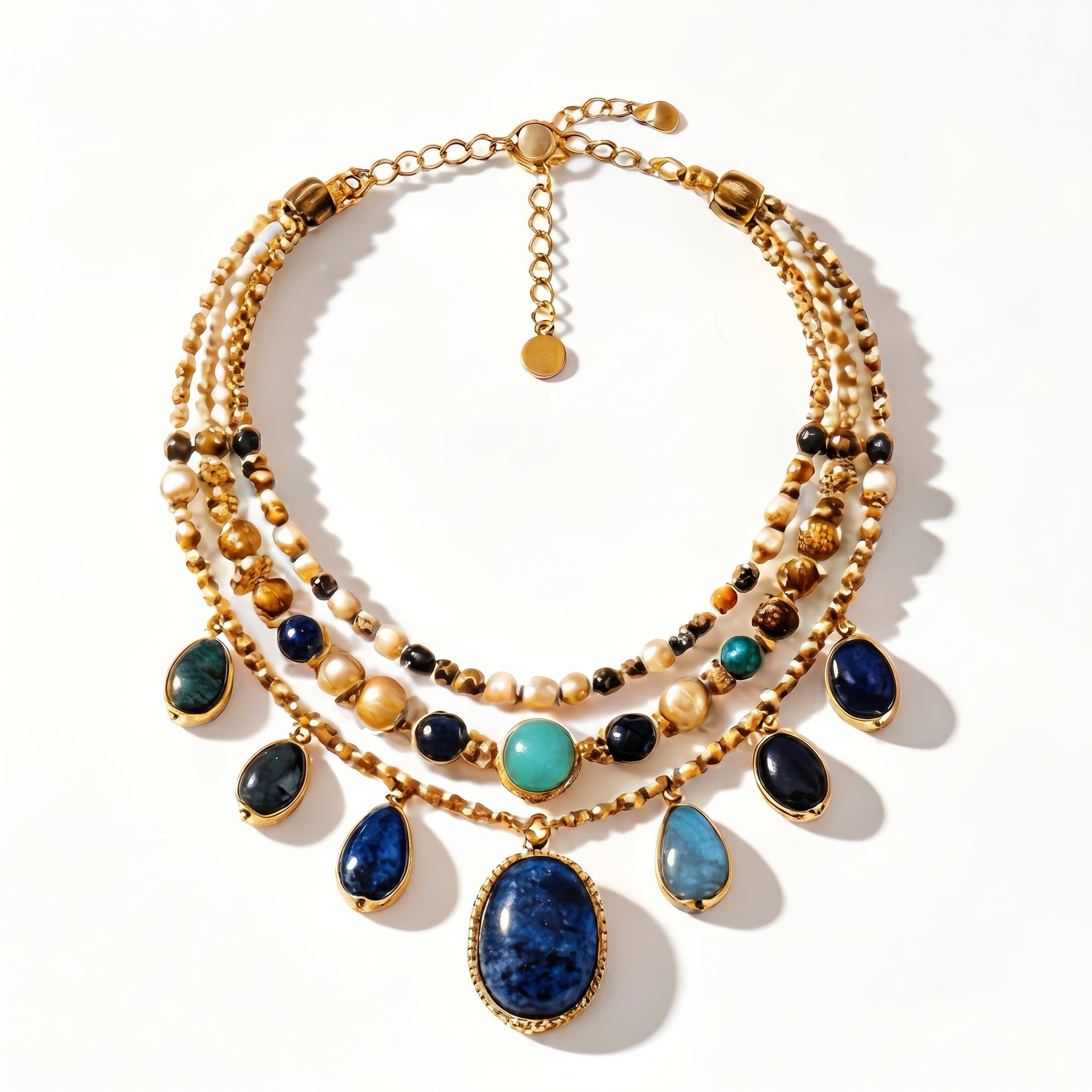 Ocean Tide Gemstone Layered Necklace