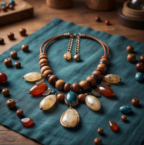 Woodland Amber Artisan Statement Necklace