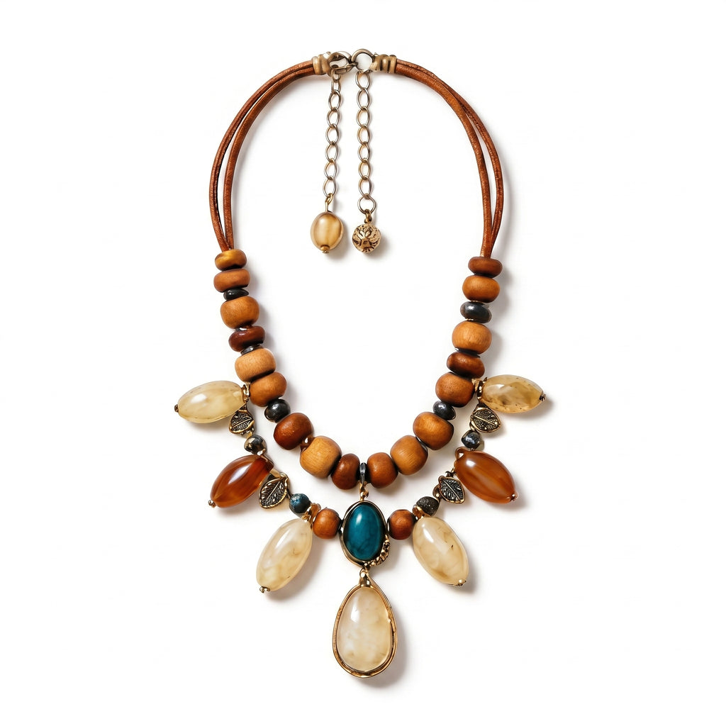 Woodland Amber Artisan Statement Necklace