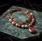 Rustic Harmony Red Jasper Cord Necklace