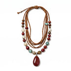 Rustic Harmony Red Jasper Cord Necklace