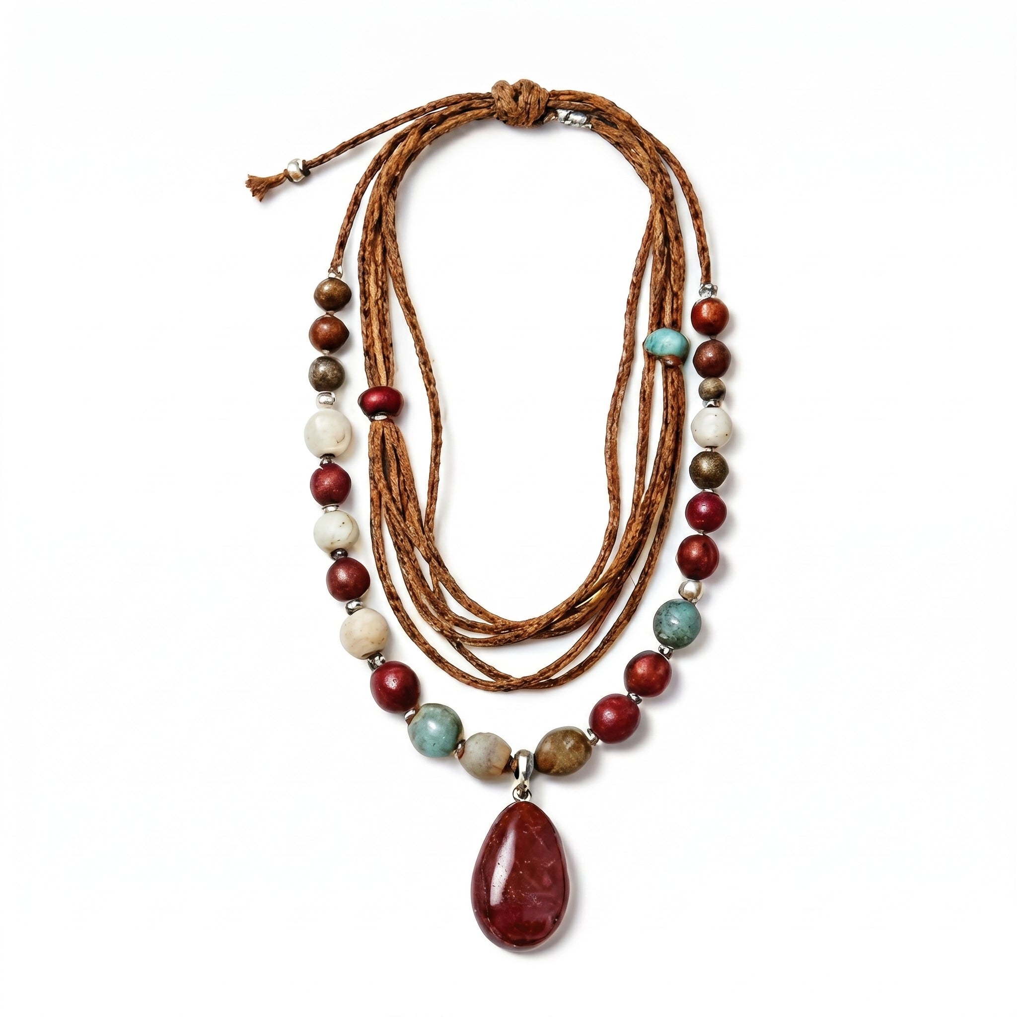 Rustic Harmony Red Jasper Cord Necklace