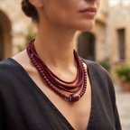 Crimson Velvet Layered Cord Necklace