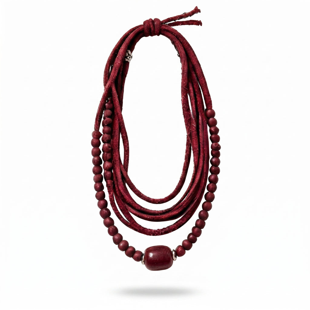 Crimson Velvet Layered Cord Necklace