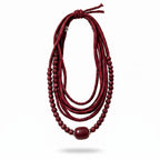 Crimson Velvet Layered Cord Necklace
