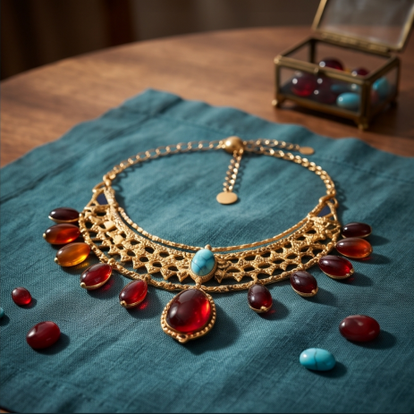 Crimson Aurora Gemstone Statement Necklace