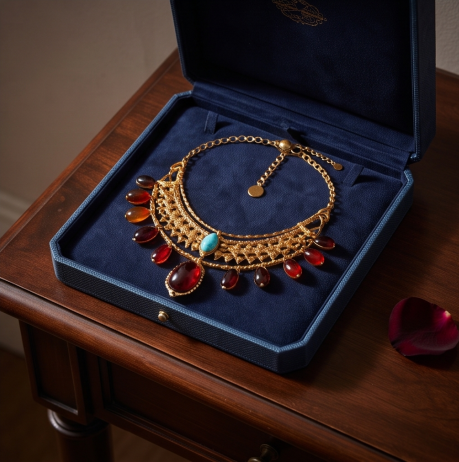 Crimson Aurora Gemstone Statement Necklace