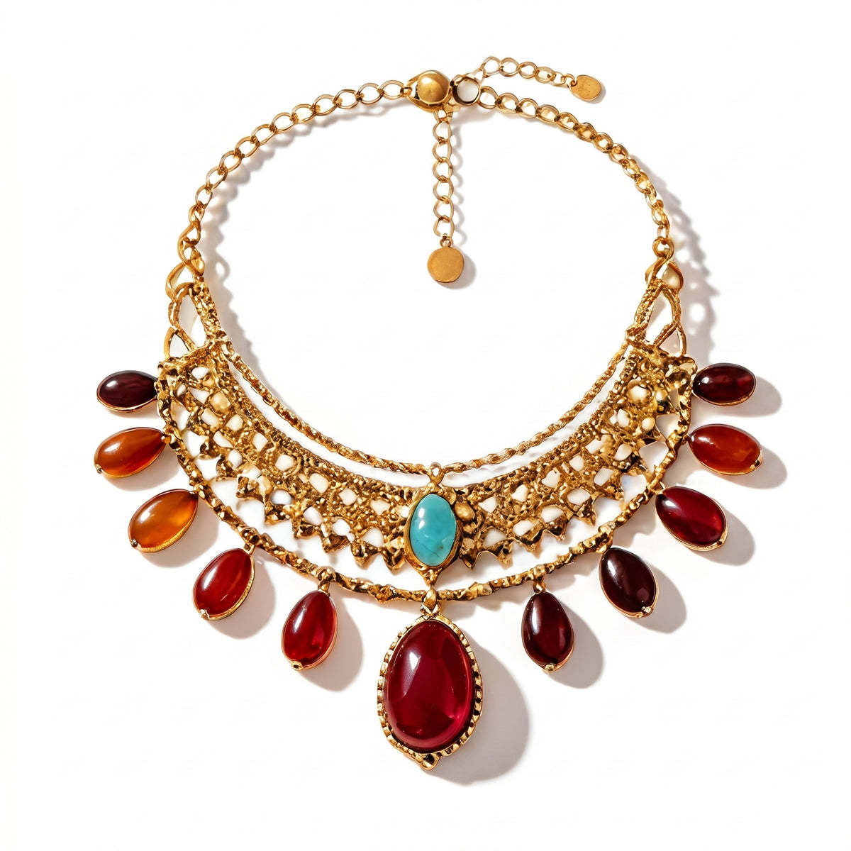 Crimson Aurora Gemstone Statement Necklace