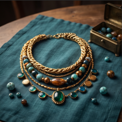 Emerald Horizon Layered Gemstone Necklace