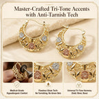 🔥 LAST DAY 90% OFF: Featherlight Tri-Tone Filigree Crescent Earrings in Hypoallergenic Base