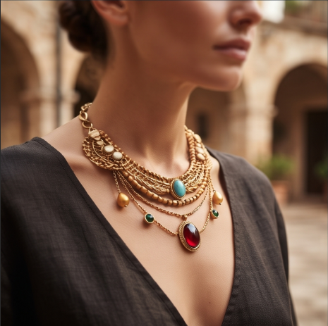 Celestial Muse Gemstone Statement Necklace
