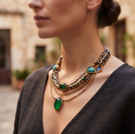 Forest Essence Emerald Layered Necklace