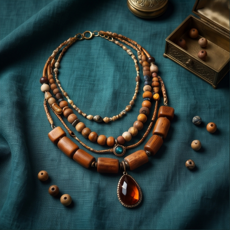 Earth Harmony Wooden Gemstone Layered Necklace