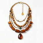 Earth Harmony Wooden Gemstone Layered Necklace