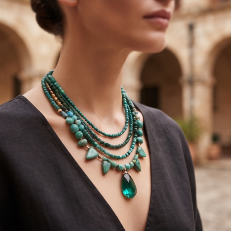 Ocean Emerald Cascade Gemstone Necklace