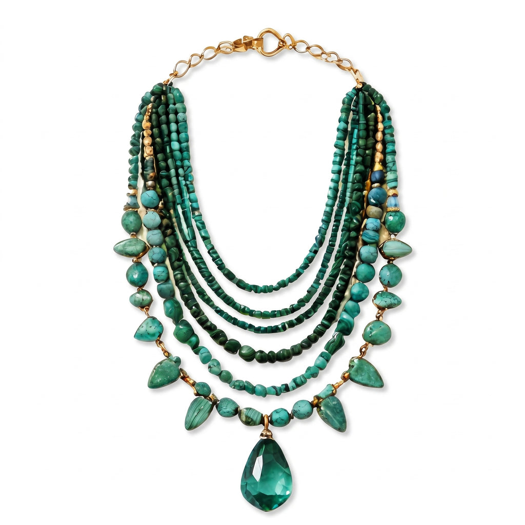 Ocean Emerald Cascade Gemstone Necklace