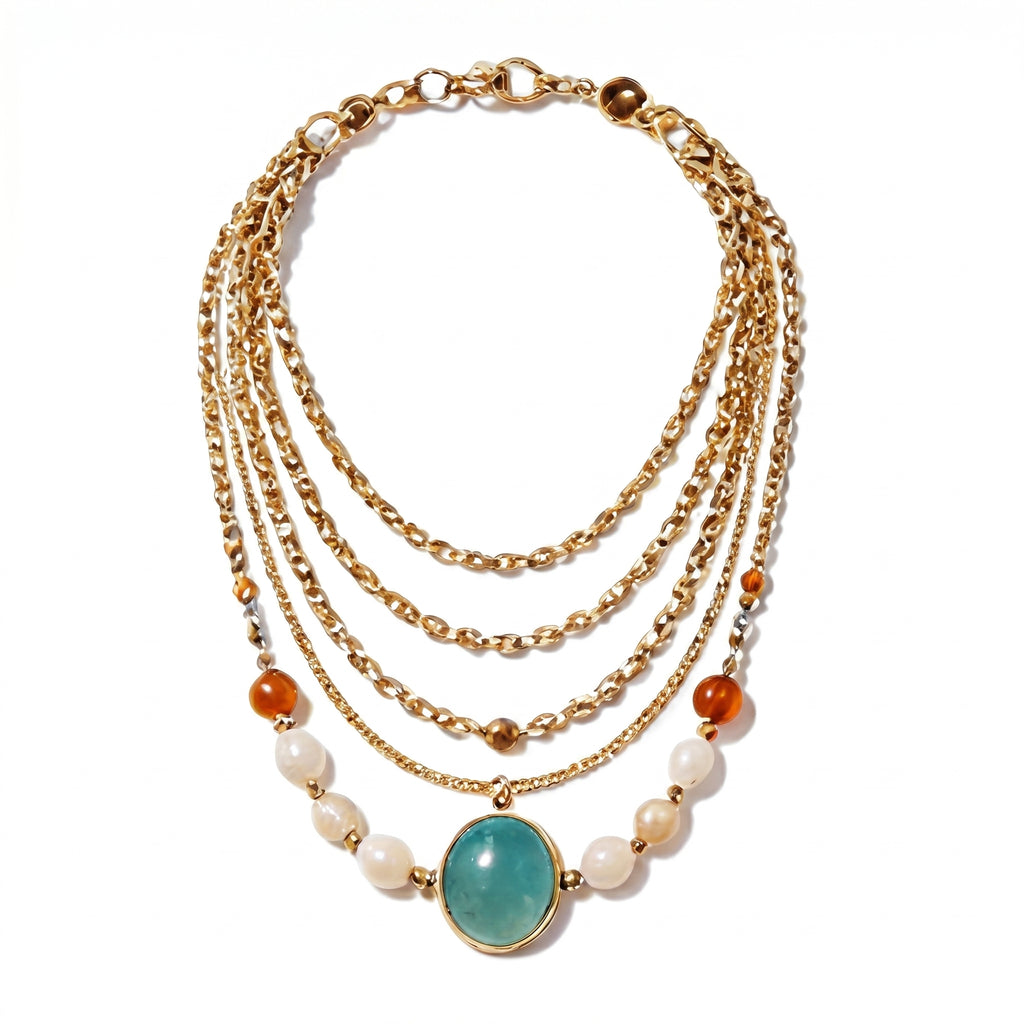 Ocean Pearl Turquoise Layered Necklace
