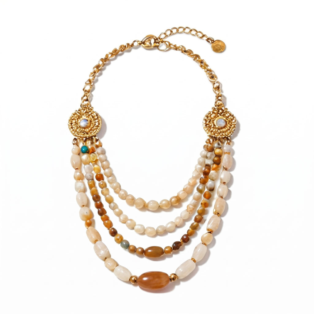Golden Sand Pearl Layered Necklace