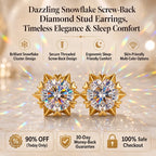 🔥 LAST DAY 90% OFF : Dazzling Snowflake Screw-Back Diamond Stud Earrings – Architectural Brilliance & Sleep-Friendly Comfort