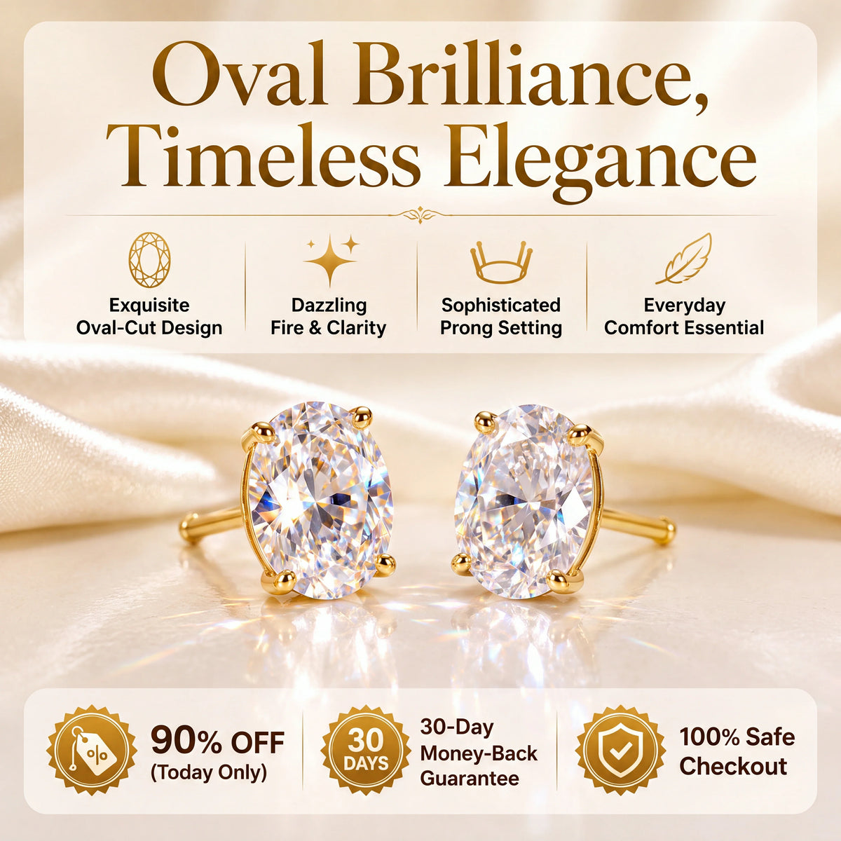 🔥 LAST DAY 90% OFF : The Premium Oval-Cut Moissanite Studs (Passes Diamond Tester!)