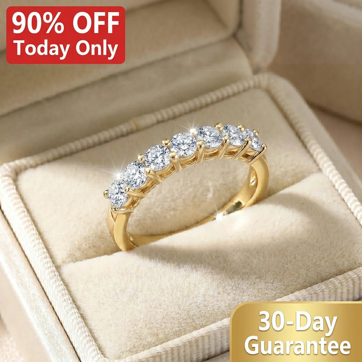 🔥 LAST DAY 90% OFF: Precision Hearts & Arrows Travel-Safe Flawless D-Color Moissanite 1.5CT Signature Stack Ring Set in 14K Gold Plated 925 Silver