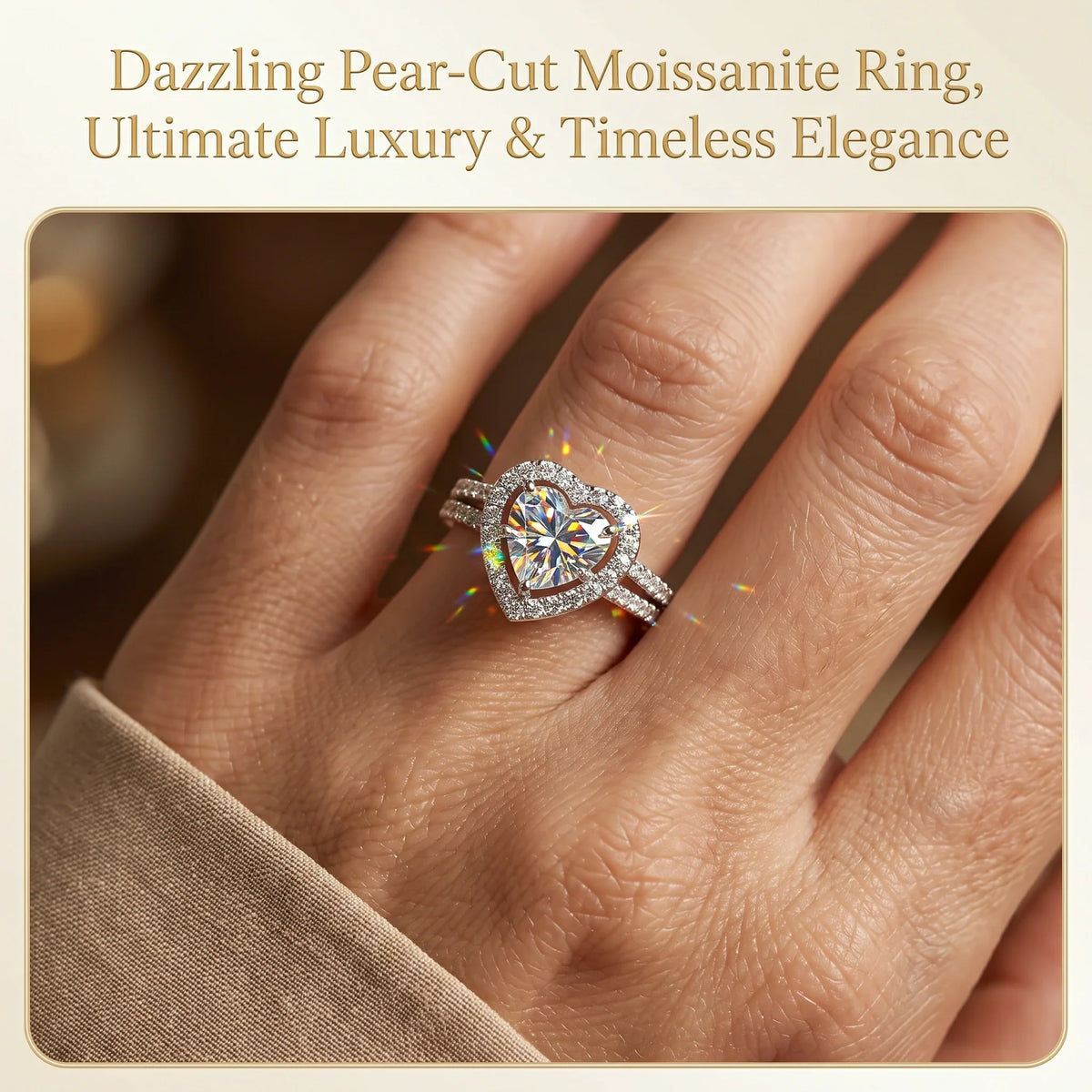 🔥 LAST DAY 90% OFF | Heart-in-Heart Moissanite Stacking Ring Set – Romantic Layered Sparkle & Versatile Two-Piece Styling