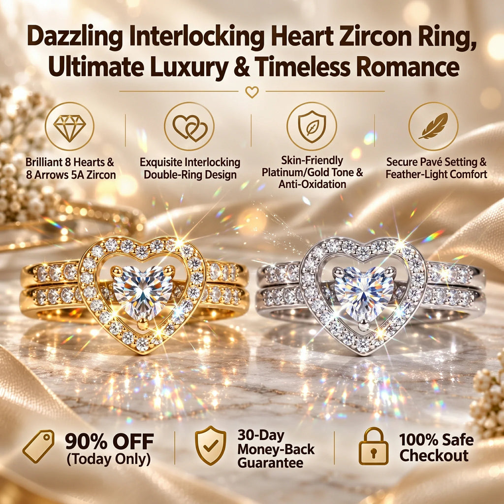 🔥 LAST DAY 90% OFF | Heart-in-Heart Moissanite Stacking Ring Set – Romantic Layered Sparkle & Versatile Two-Piece Styling