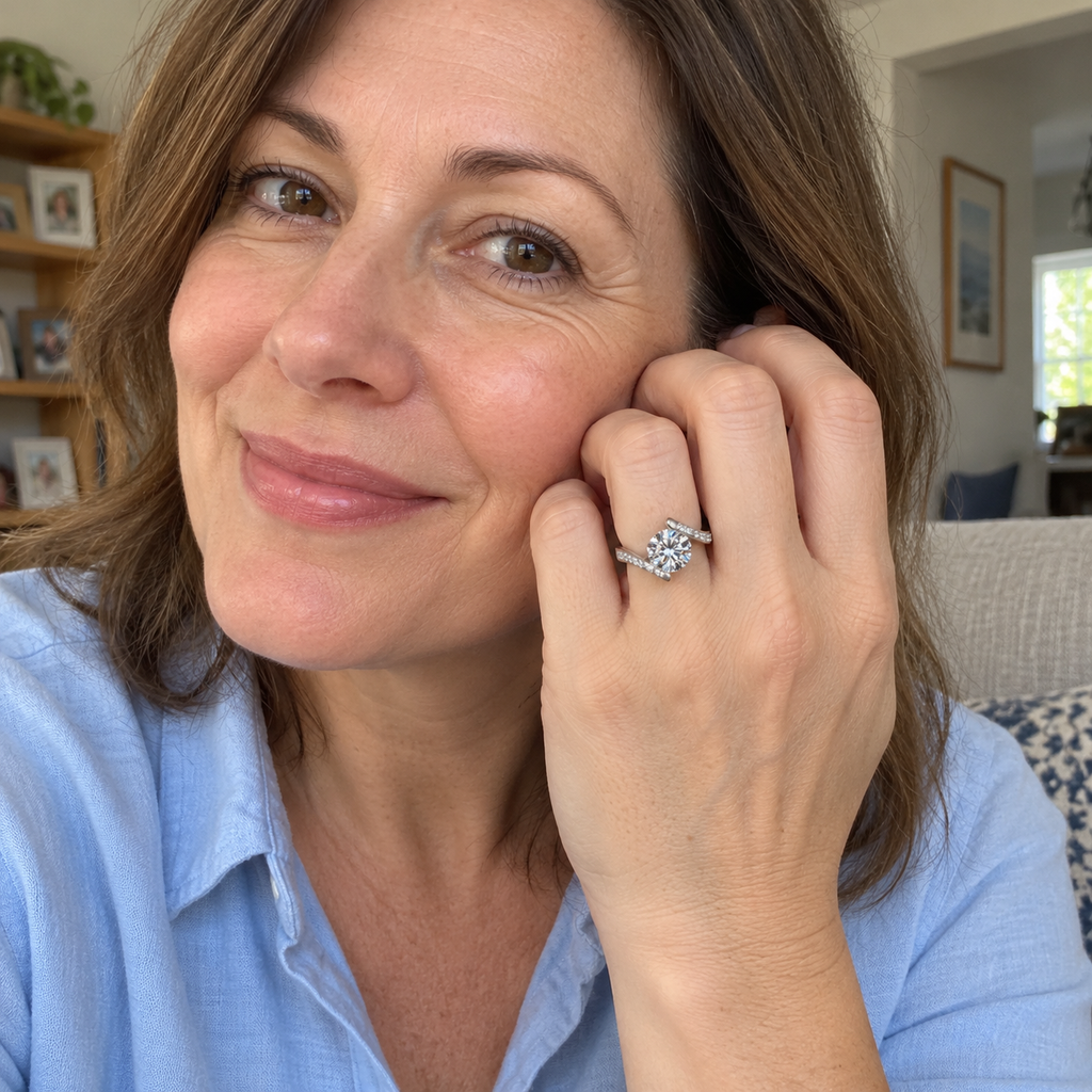 🔥 LAST DAY 90% OFF | Heartfelt Round-Wrap Moissanite Ring – Romantic Curves & Everyday Sparkle