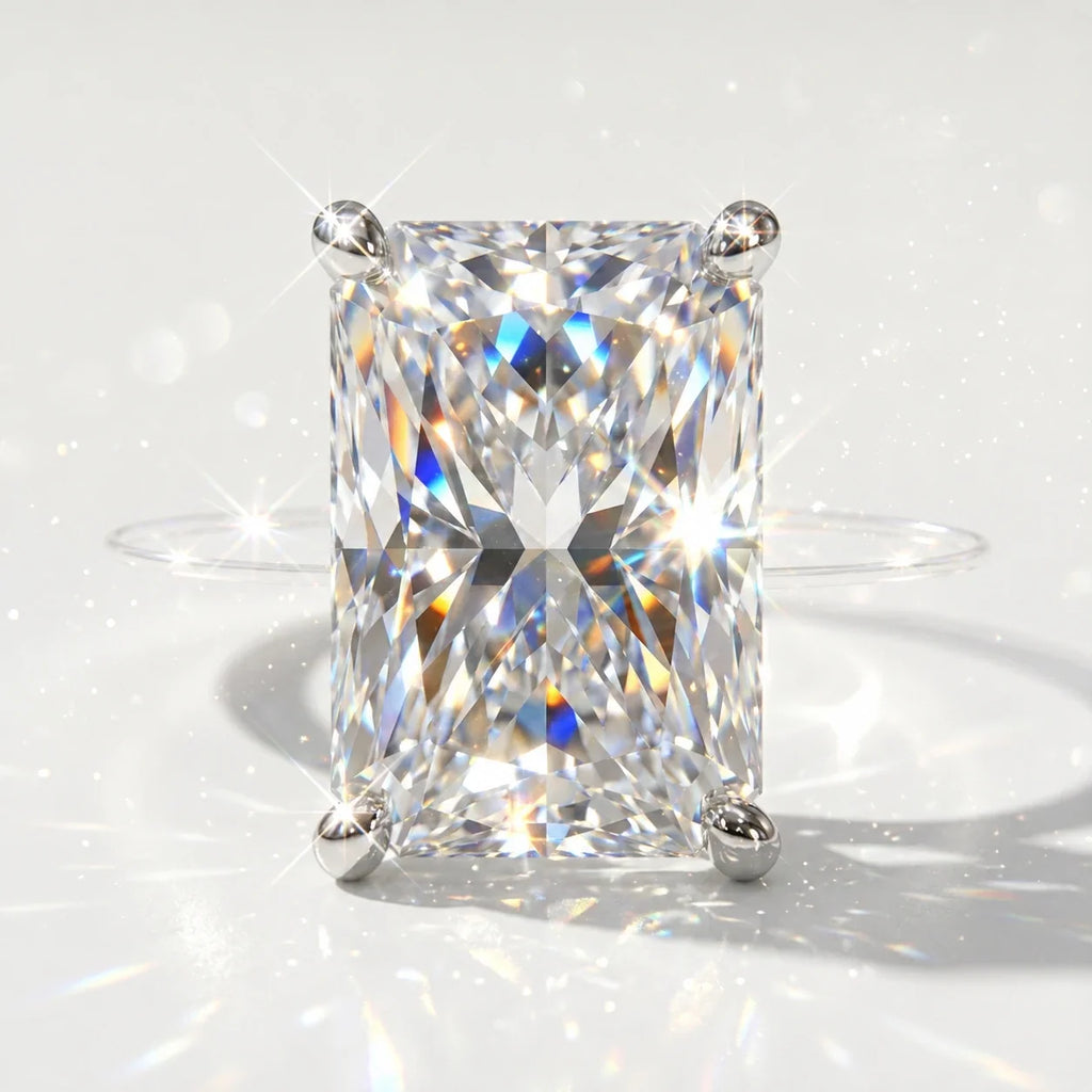 🔥 LAST DAY 90% OFF | Radiant-Cut Invisible-Line Moissanite Ring – Floating Solitaire Brilliance & Barely-There Styling