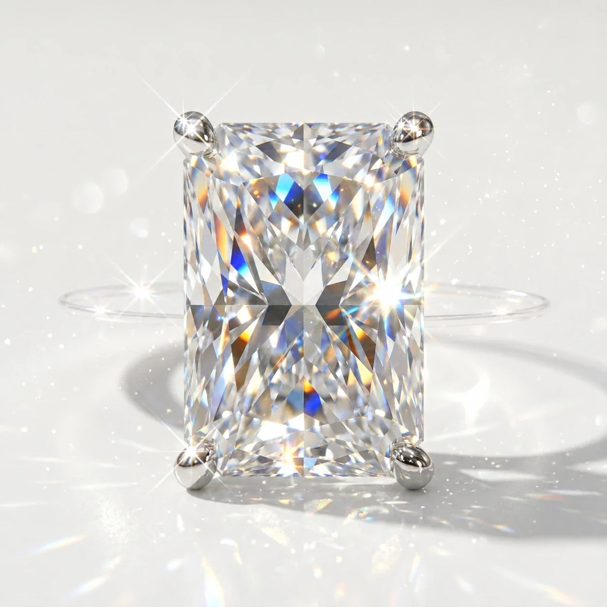 🔥 LAST DAY 90% OFF | Radiant-Cut Invisible-Line Moissanite Ring – Floating Solitaire Brilliance & Barely-There Styling