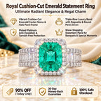 🔥 LAST DAY 90% OFF | Royal Cushion Emerald Halo Ring – Rich Green Brilliance & Elegant Statement Styling