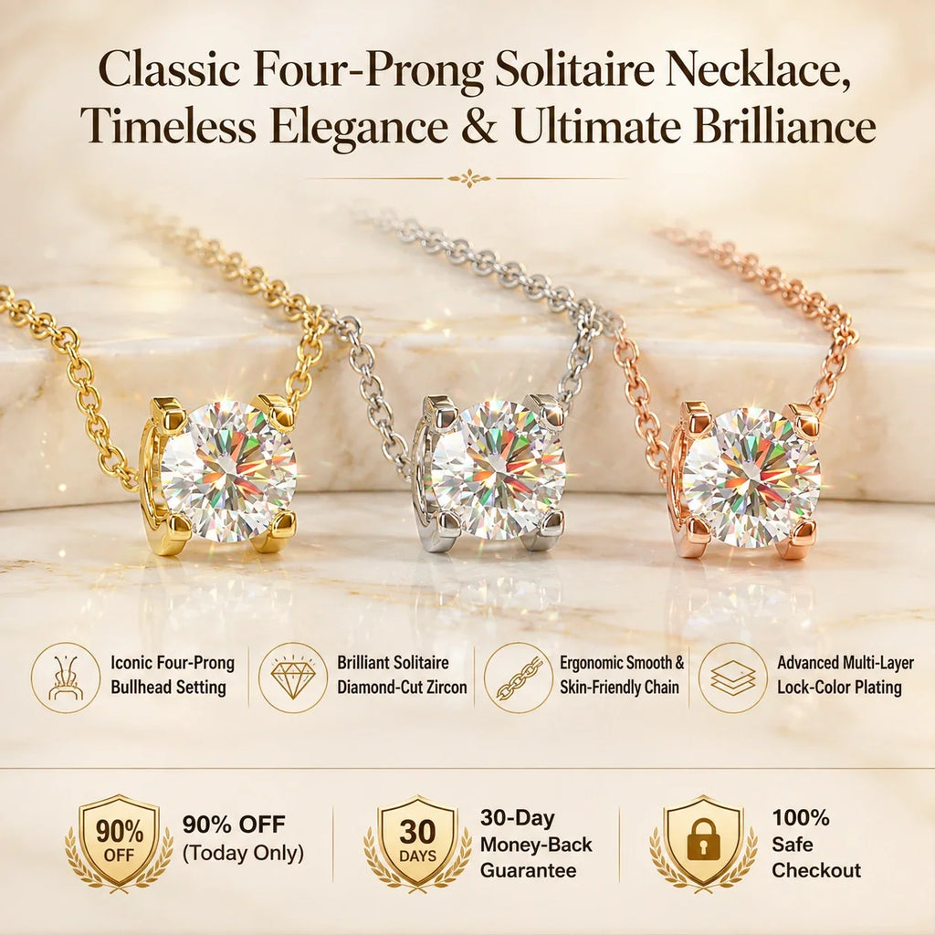 🔥 LAST DAY 90% OFF | Four-Prong Moissanite Solitaire Necklace – A Classic Round Center & Effortless Everyday Styling