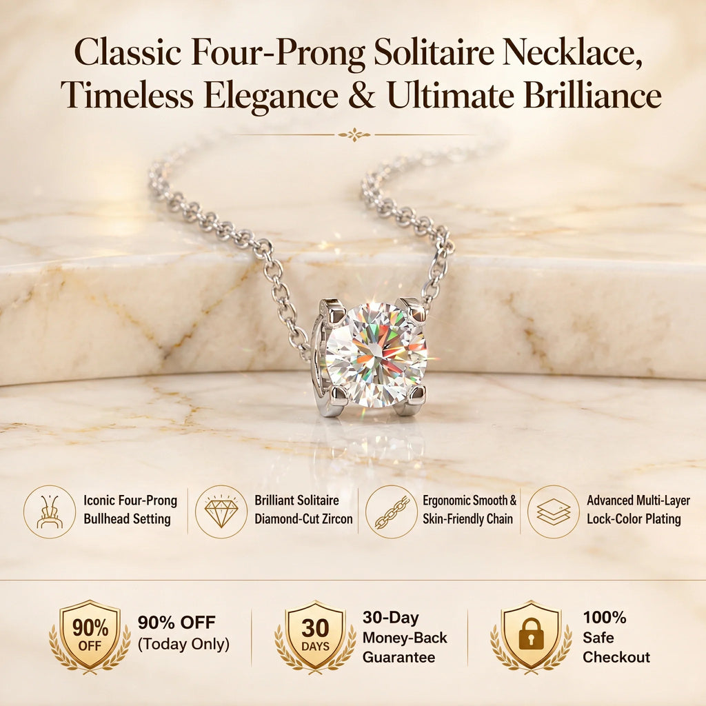 🔥 LAST DAY 90% OFF | Four-Prong Moissanite Solitaire Necklace – A Classic Round Center & Effortless Everyday Styling