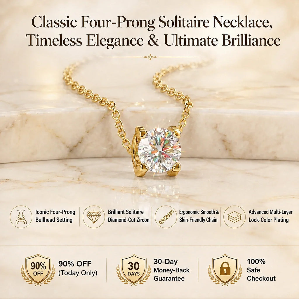 🔥 LAST DAY 90% OFF | Four-Prong Moissanite Solitaire Necklace – A Classic Round Center & Effortless Everyday Styling