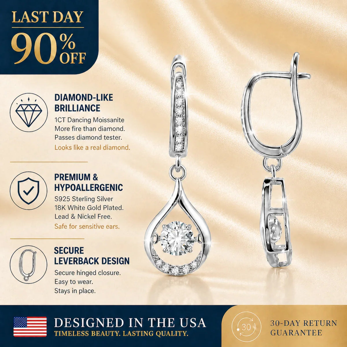 🔥 LAST DAY 90% OFF: 1-Carat "Dancing" Moissanite Earrings – The Pure S925 Comfort & Sparkle You Deserve 💖
